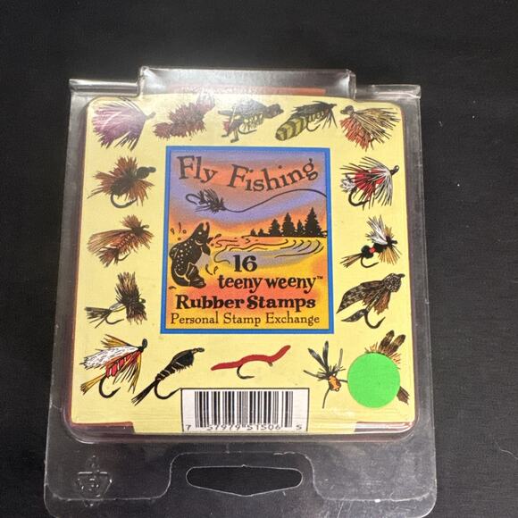 Vtg 1995 SET of 16 Stamp Exchange FLY FISHING Foam Mounted RUBBER STAMPS - Picture 1 of 2